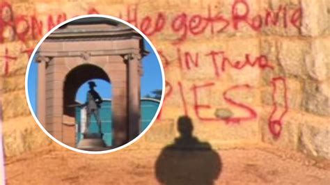 World War II Memorial Defaced with Pink Spray Paint and Bubbles